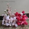 Orden de boda banquete de bodas flor artificial rosa roja floral decoración de boda tarjeta de bienvenida tablero KT flor falsa de boda flor de seda flor decorativa