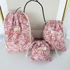 Bolsa de Armazenamento de Tecido com Cordão Mini Fofa Bolso Buquê Floral Portátil Grande Capacidade Viagem Organização Saco de Pó