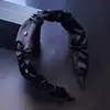Accesorios para el Cabello Coreanos al por Mayor Diadema Negra Plisada Pasador de Cristal Corona Alta Diadema Ancha Hace que la Cara Parezca Más Pequeña Nuevo Estilo Versátil