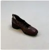 Zapatos de Ballet Deportivos Estilo Coreano Suela Gruesa de 5 cm Cordón Banda Elástica Punta Cuadrada Zapatos Individuales para Mujer Zapatos Mary Jane Retro de Corte Bajo