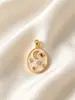 Colgante Esmaltado Retro Estrella Luna Sol Resistente al Color Oro de 18K Goteo de Aceite Incrustado con Pedrería Colgante Redondo Accesorios para Joyería de Collar DIY