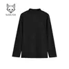 Ropa interior térmica con forro de terciopelo, engrosada y cálida, camiseta base para hombre con cuello semi-alto, camiseta de manga larga de color liso, top de otoño