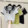 Camiseta Simple de Manga Corta Nueva de Verano para Mujer Cuello de Muñeca Cuello Polo Casual Aspecto Delgado Top Pequeño