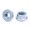 Porca de Flange Hexagonal Dentada de Aço Carbono Grau 2 Americano Zincado Azul e Branco Porca de Flange Hexagonal Americana Asmeb18.2.2