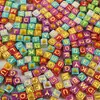 Cuentas Cuadradas de Acrílico con Letras Inglesas Hilo para Ensartar Materiales Hechos a Mano DIY Pulsera de Cuentas Pequeñas Cadena de Teléfono Móvil Accesorios de Joyería