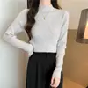 Suéter Delgado de Media Cuello de Tortuga de Manga Larga Ajustado para Primavera y Otoño Suéter Interior Corto Ajustado para Otoño e Invierno Camisa Base para Mujer