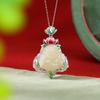 Yuebao Jewelry S925 Prata Esterlina Hetian Jasper Retro Estilo Nacional Esmalte Maitreya Pingente de Lótus Pingente de Buda