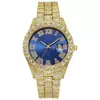 Explosiones Europeas y Americanas Reloj de Pulsera de Cuarzo para Hombre con Correa de Acero Hip-Hop Romano Diamante Graduado Calendario Reloj Hiphop