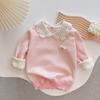 Suéter informal para niños con solapa y forro polar para otoño e invierno, camisa de punto tipo polo, jersey de manga larga para bebé