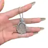 Pingente de Buda de Calcedônia de Gelo Natural, Mesmo Estilo do Xiaohongshu, Colar de Cabacinha com Folha de Gelo de Alta Qualidade Inlaid com Pedra Preciosa Cor de Jadeíta