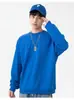 Sudadera de cuello redondo de color liso para hombre, para otoño e invierno, de comercio exterior, estilo coreano casual versátil, top tipo pullover holgado para primavera y otoño