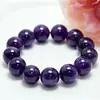 Pulsera de amatista natural de grano grande para mujer, forma redonda geométrica, dulce y romántico regalo de cuentas de cristal, pulsera de pareja