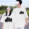 Algodón Puro PeinadoCamiseta de Verano de Manga Corta de Moda para Parejas 2026 Top Único con Estampado Disoo
