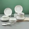 Estilo Nórdico Blanco Puro Simple Juego de Cuenco y Plato de Cerámica Vajilla Bol de Arroz para el Hogar Bol Nian Plato para Saltear Plato para Ensalada Plato para Frutas