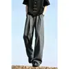 Calça Risca de Giz Estilo Old Money para Homens, Marca Tendência Outono, Calça Casual com Efeito Drapeado, Calça Wide Leg Reta Solta Vintage Tamanho Grande