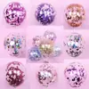 Globos de látex transparentes de colores con lentejuelas, 12 pulgadas, superventas transfronterizos, suministros de decoración para fiestas, cumpleaños, bodas, al por mayor