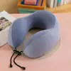 Almohada de Espuma Viscoelástica de Color Sólido en Forma de U, Almohada Redonda de Viaje para el Cuello, Almohada de Espuma Viscoelástica en Forma de U al por Mayor con Impresión de Logo