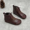 Botines Cortos Retro Literarios de Piel de Vaca 2025 Otoño e Invierno Nuevo Estilo Cuero Suave Suela Suave Forro Polar Cálidos Botas de Cuero Genuino