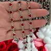Cadena de Corazón DIY Moda Nuevo Corazón Rojo Bisel Diamante Collar Pulsera Cadena de Accesorio para Bolso