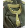 Cardigan Falso Duas Peças de Tricô Verde Macio Estilo Coreano para Mulheres, Casaco Suéter Engrossado para Outono e Inverno, Top Curto Macio