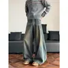 Nuevos Jeans de Estilo Americano Lavados Vintage Desgastados Rectos Sueltos de Pierna Ancha Unisex Versátiles Casuales Pantalones Largos hasta el Suelo