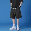 Calça de Verão Masculina Estilo Hong Kong Fina de Perna Reta Tamanho Grande Tendência Solta Casual Versátil Cinco Pontos para Homens