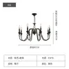 Elegante candelabro de velas estilo francés, cristal minimalista negro, lámpara de sala de estar, dormitorio estilo retro americano, estilo ins del sur de Asia