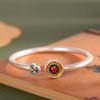 Joias de Prata Prata Pura 999.9 Esmalte Dourado Flor Auspiciosa Pulseira Moda Versátil Luxo Leve Bracelete Aberto
