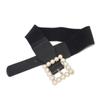 Cinturón ancho nuevo para mujer, moderno, elástico, con hebilla de perla, decorativo, con cierre de cintura y falda, combina con todo, disponible en stock.