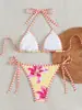 Nuevo Bikini Europeo y Americano para Mujer Sexy Estampado con Tirantes Triángulo Bikini Bikini Amazon Traje de Baño Transfronterizo para Mujeres