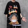 Camiseta de Manga Corta Estampada de Una Pieza Estilo Dibujo Animado Japonés Estilo Hong Kong Verano Estilo BF Harajuku Camiseta de Media Manga para Parejas Hombres y Mujeres