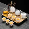 2026 Nuevo Modelo Porcelana de Jade Grasa de Oveja Juego de Té Kung Fu para Uso Doméstico, Incluye Gaiwan, Taza de Té y Mesa de Té, Juego de Tres Piezas