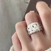 Anillos Minimalistas Apilables de Plata Cepillada para Mujer, Moda Versátil Diseño Único Anillos Abiertos Anillos para Dedo Índice Modernos
