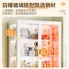 Estantería de Acero para el Hogar Estantería para Libros Infantiles con Puerta de Cristal Gabinete Hecho a Mano Vitrina Armario de Piso para Sala de Estar Armario de Almacenamiento