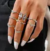 Anillo de Apertura de Mariposa Caliente Amor Transfronterizo Anillo de Múltiples Articulaciones Set de 22 Piezas Anillo de Diseño de Nicho de Personalidad para Mujer
