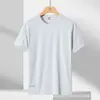 Camiseta Deportiva Casual de Verano, Cuello Redondo, Manga Corta, Seda Helada, Transpirable, Fresca, Simple, Holgada, Delgada, Venta al por Mayor
