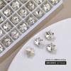Acessórios de manicure transparentes com diamantes, base pontiaguda, diamante super flash, grande coração torto, gotas d'água, quadrado largo, ângulo reto, borboleta, acessórios de manicure com diamantes brancos