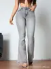 Comercio Exterior Transfronterizo Europeo y Americano Ropa de Mujer, Pantalones Largos de Mezclilla Elástica para Mujer Modernos y Únicos, Pantalones de Mezclilla Acampanados Ajustados para Mujer