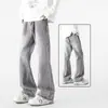 Pantalones vaqueros desgastados lavados retro americanos para hombre, diseño de marca de moda de primavera y otoño, pantalones largos holgados, rectos y de pierna ancha.