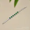 Pulsera de Calcedonia Natural Alta Calidad Hielo Chapado en Plata Incrustada Full Diamante Ágata Rosa Jade Verde Imperial Joyería para Mujer Blanca