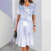 2024 Comercio Exterior Transfronterizo Hermosa Falda Casual de Línea A para Mujer con Estampado Digital 3D Verano Elegante en Forma de O