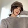 Outono e inverno lã boné de pico feminino estilo coreano all-match couro octogonal chapéu japonês retro equestre chapéu jornaleiro quente