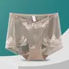 Fabricante 9047 Ropa Interior Sexy de Encaje Hueco para Mujer Cintura Alta Talla Grande Transpirable Hueco Sin Costuras Control de Abdomen Bragas