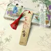Marcador de Página Clássico Estilo Chinês Criativo Marcador de Bambu Nan de Madeira Pingente Vinte e Quatro Termos Solares com Imagens e Texto Presente Inspirador para Professores
