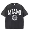 Camiseta Vintage Lavada Estilo Nuevo 2025--Xingyue Estilo Europeo y Americano Elegante Algodón Estampado Manga Corta Cuello Redondo