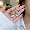 Pendientes Populares Galvanizados para Mujer, Moda de Lujo Ligero, Elegantes de Gama Alta, Perla Gota de Agua, Pendientes de Botón Estilo Francés