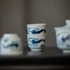 Taza Pequeña de Té Verde Antiguo Moji Azul y Flores Camarón Pintado a Mano Divertido Hogar Té Taza Individual Una Taza Taza de Té Cerámica