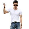 Nueva Camiseta de Verano de Color Sólido Ajustada de Manga Corta para Hombre Negra Elástica Slim Camiseta Base para Hombre Camiseta Deportiva de Media Manga para Hombre