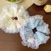 Goma para el pelo dulce de encaje de verano, Accesorio para el pelo femenino y lindo, Goma para el pelo con borde de encaje, Azul bebé