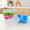 Cubo de gelo de silicone de 4 furos com tampa caixa de suplemento alimentar para bebês selada caixa de frescor portátil criativa caixa de gelo ferramentas de cozinha DIY